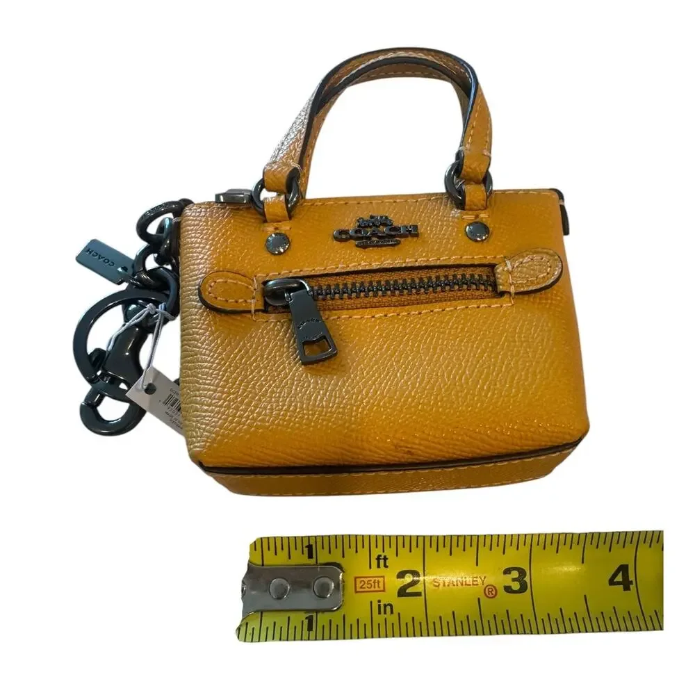 COACH mini Gallery leather bag charm tote keychain Buttercup